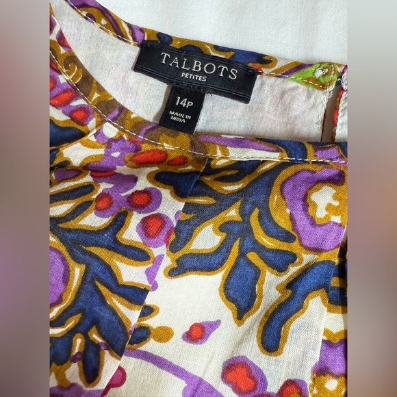 Talbots navy and pink paisley print sleeveless top size 14P - Picture 9 of 12